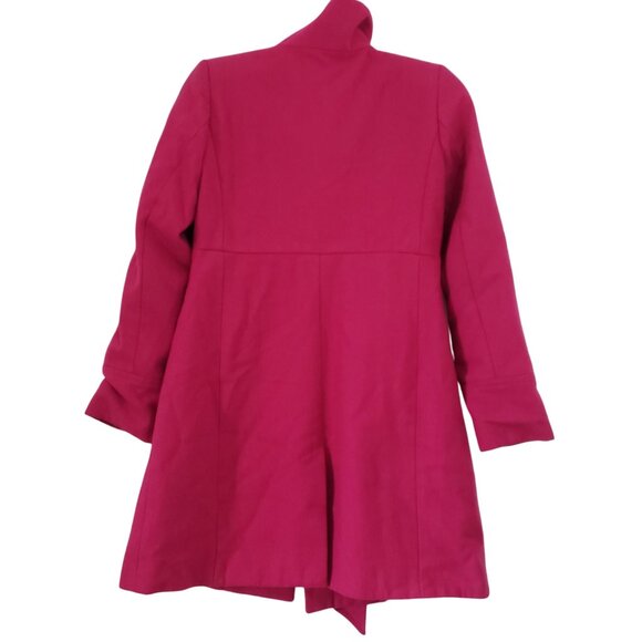 Old Navy Womens Magenta Pink Wool Blend Trench Coat Size S Bold Preppy Classic - Picture 2 of 8